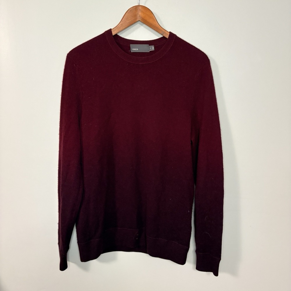 Vince Sweater Mens Medium Maroon Ombre Wool Cashmere Quiet Luxury Minimalist